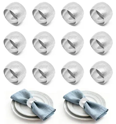 Serviettenringe aus Metall, 12 Stück, Silber, rund, Ø 4 cm