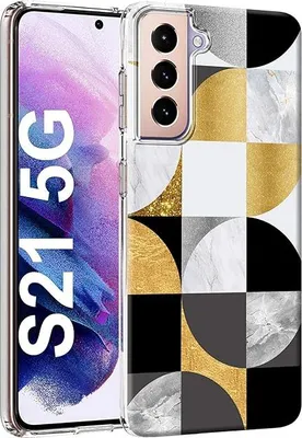 Obrázek produktu pro Pouzdro pro Samsung Galaxy S21 5G, silikonové, geometrický design, zlatá a černá barva, model SM-G991B