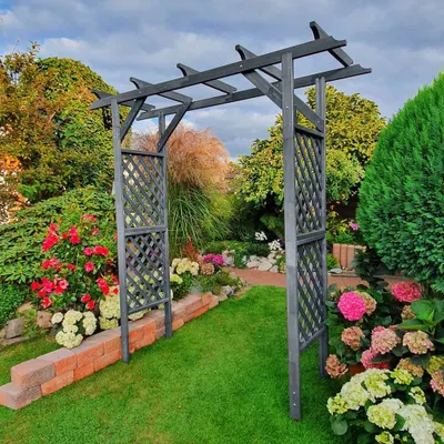 Produktbild von Pergola 'Bamberg' ohne Pflanzkästen, grau Promadino Durchgang Rankgitter Holz