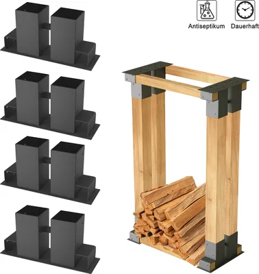 Produktbild von UISEBRT 8x Holzstapelhilfe Feuerverzinkt stabile Holz Stapelhilfe Stapelhilfe Holzstapelhalter Brennholz Kaminholz Gestell Holz
