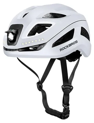 Produktbild von Fahrradhelm mit integrierter, multidirektionaler Beleuchtung, USB-C-Anschluss, 57–61 cm – Weiß