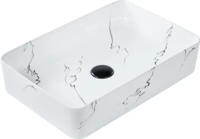Produktbild von BELIANI Waschbecken Weiß Keramik Rechteckig 51x34cm Marmor Optik ohne Überlauf ohne Ablaufgarnitur Badezimmer Waschschale Waschtisch Aufsatzwaschbecken