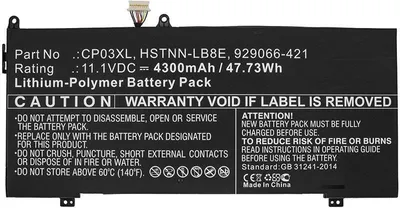 Produktbild von CoreParts MBXHP-BA0176, Akku, HP, Spectre X360 13, Spectre 13, Spectre x360 13 Convertible, Convertible 13t, Spectre 13-ae006no...