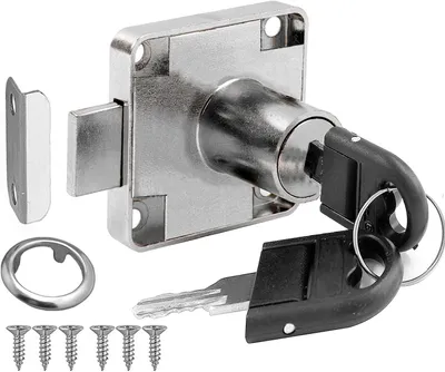 Imagen del producto de Cerradura cilíndrica de 22 mm, aleación de zinc, con 2 llaves, para armarios y muebles