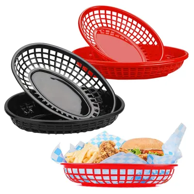 Frittenschalen 6er-Set oval Kunststoff rot/schwarz