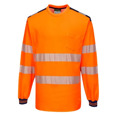Zdjęcie produktu dla Portwest T185 PW3 Hi-Vis T-Shirt, długi rękaw pomarańczowy/granatowy rozmiar XL