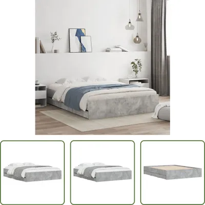 Produktbild von The Living Store Bettgestell mit Schubladen Betongrau 140x200 cm Holzwerkstoff