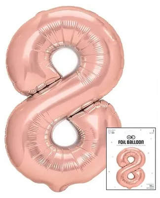 Obrázok produktu pre Fol Ballon Digital 8 Rose Gold For Birthday Party 40Cm