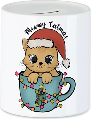 Produktbild von Meowy Catmas Spardose Geschenkidee Katzen-Fans Süßes Motiv für Weihnachten für Katzenmamas und Katzenpapas