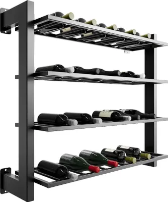 Produktbild von MetaloPro Weinregal Canary - Metall Schwarzes Regal Für 48 Weinflaschen Für Küche, Keller Oder Bar - 90x100x30cm
