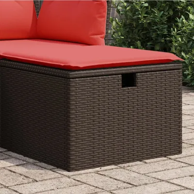 Produktbild von Möbel Gartenhocker mit Kissen Braun 55x55x37 cm Poly Rattan - Gartenhocker 366230