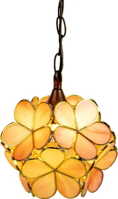Immagine prodotto di Clayre & Eef lampada a sospensione Tiffany 21x21x17/90 cm fiori di vetro rosa giallo