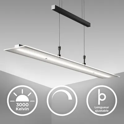 Obrázok produktu pre LED závesné svetlo Výškovo nastaviteľná závesná lampa Stolová lampa z čierneho skla 20W