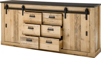 Produktbild von Sideboard SHELTON-61 in Old Style hell Nb. mit anthrazit, B/H/T: ca. 201/91/43 cm