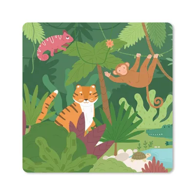Produktbild von MuchoWow® Mauspad Mousepad Dschungel - Tiere - Wild 20x20 cm - Mousepads - Maus Mat - Pad - Mausunterlage - Desk Mat - Bureauartikeln