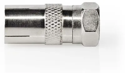 Produktbild von Nedis Satelliten- und Antennenadapter - F Stecker - IEC (Coax) Buchse - Vernickelt - 75 Ohm - Gerade - Metall - Silber - 1 Stück - Box
