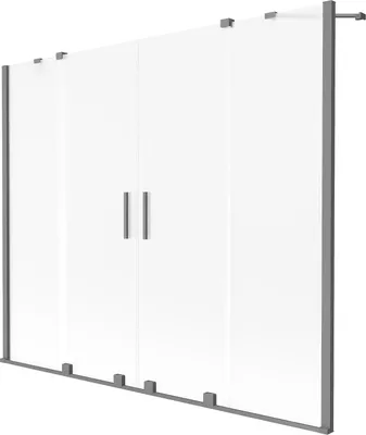 Produktbild von Mexen Velar Duo Badewannenabtrennung 2-flügelig, verschiebbar 200 x 150 cm, satiniert, Gun Metal - 896-200-000-32-95
