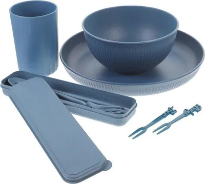 Produktbild von Famanu Servierset Unzerbrechlich - 40 Teile Wiederverwendbares Geschirr für Picknick und Camping