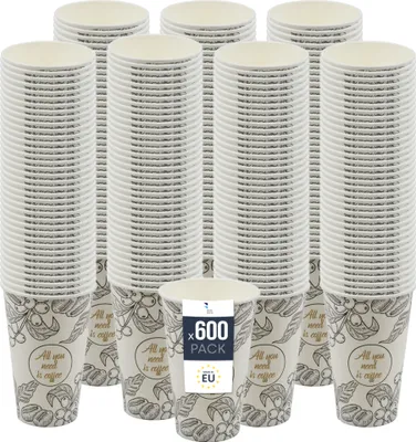Produktbild von BenBow Kaffeebecher 400 ml x 600, Pappbecher zum Mitnehmen, Einwegbecher für Unterwegs, All You Need Is Coffee, Kaffee Becher für Büro und Kaffeemaschinen, Robust und Praktisch