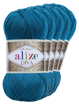 5 x 100g Strickgarn ALIZE DIVA  646 petrol