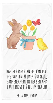 Produktbild von Mr. & Mrs. Panda Strandtuch Hase Küken - Weiß - Geschenk, Handtuch, Ostern, Ostergeschenk, Reisehandtuch, Großes Badehandtuch, Duschtuch