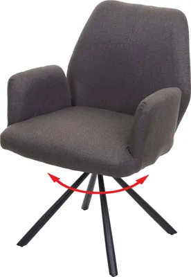 Produktbild von Esszimmerstuhl HWC-H71, Küchenstuhl Lehnstuhl Stuhl, drehbar Auto-Position Stoff/Textil Stahl  grau-braun