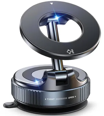 Productafbeelding van Magnetische telefoonhouder voor auto, zwart, met nano-gel zuignap, 360° verstelbaar, inklapbaar, geschikt voor MagSafe, iPhone 12-17, voor dashboard of voorruit