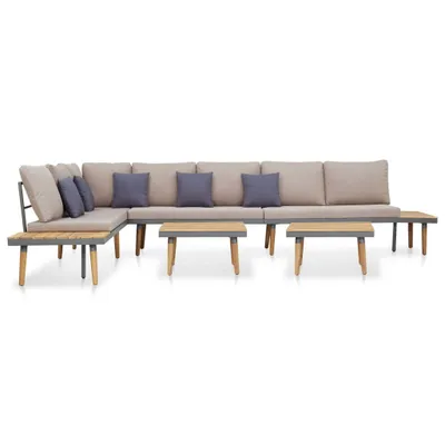 Immagine prodotto di Set da giardino 7 pezzi con cuscini, in legno massello di acacia, marrone, vidaXL
