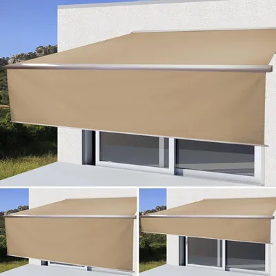 Produktbild von Elektrische Vollkassetten-Markise T124, 4x3m ausfahrbarer Volant  Polyester Creme