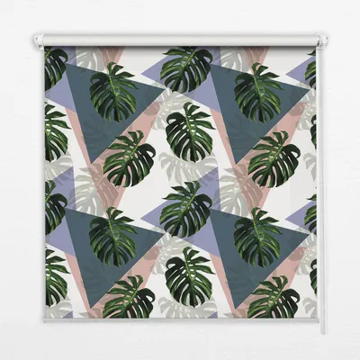 Produktbild von Seitenzug-Rollo Fensterrollo Jalousie - Lichtdurchlässig Springrollos - 100x100 cm - Blätter Pflanzen