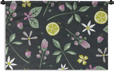 Produktbild von MuchoWow® Wandteppich Wandbehang Sommer - Blumen - Früchte 60x40 cm Tapisserie Dekoration Wandtuch - Wanddekorationen