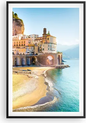 Produktbild von Gerahmtes Poster - Schwarzer Rahmen - Küste Amalfi Italien - 61x91,5 cm - Wand Bild - Wanddeko - Wandbilder - Kunstposter - Wandposter - Bilderrahmen - Bilder - Kunstdruck - P2BPA61x91-5187