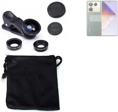 Produktbild von K-S-Trade Smartphone Kamera Linsen Set Kompatibel mit Infinix Note 40 Pro+ 5G 3in1 Clip-On Kamera Adapter Macro Weitwinkel FishEye Fischauge Objektiv