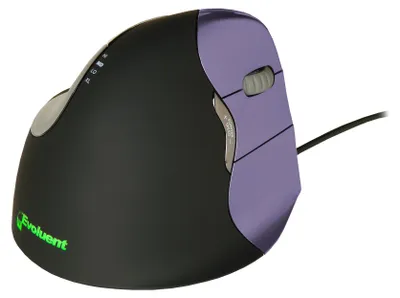 Produktbild von BakkerElkhuizen Evoluent 4 Small, rechts, Vertikale Ausführung, Laser, USB Typ-A, 2600 DPI, Schwarz, Violett