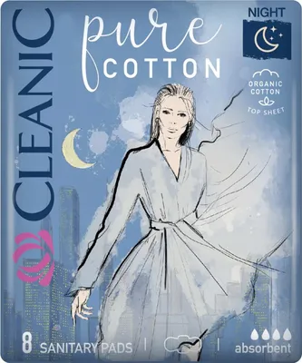 Produktbild von HH Cleanic Pure Baumwolle Night Damenbinden, 8 Stück