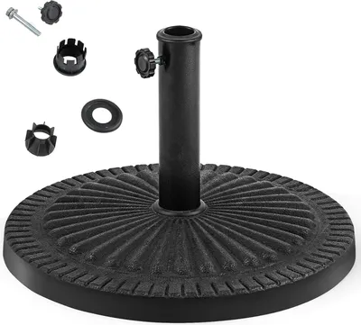 Zdjęcie produktu dla KOMFOTTEU Okrągły stojak na parasole wykonany z żywicy, stojak na parasole do masztów 38/48 mm, stojak na parasole 14 kg, podstawa na parasole do ogrodu, na taras