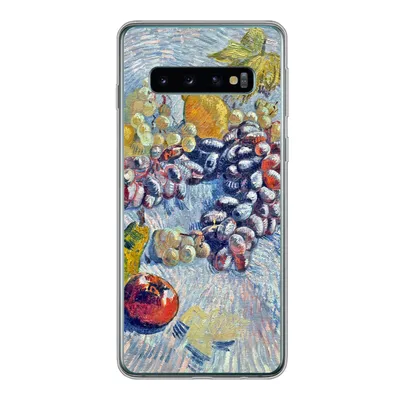 Produktbild von MuchoWow® Handyhülle Schutzhülle Hülle für Samsung Galaxy S10 Weintrauben, Zitronen, Birnen und Äpfel - Vincent van Gogh Silikon Softcase Handy Hülle - Handytasche