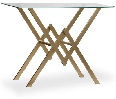Image de MENZZO Console Murviel en Verre et Pieds Or