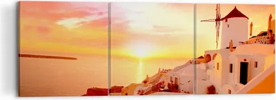 Produktbild von Bild auf Leinwand - Leinwandbild - Santorini Griechenland Urlaub - 120x40cm - Wand Bild - Wanddeko - Leinwanddruck - Bilder - Kunstdruck - Wanddekoration - Leinwand bilder - Wandkunst - CA120x40-2691
