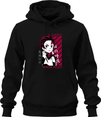 Produktbild von Tanjiro Demon Slayer Kimetsu no Yaiba Anime Geschenk Cosplay Uni Hoodie Kapuzenpullover, Schwarz, XXL