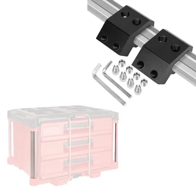 Produktbild von Universelle Schienenhalterung für Packout-Werkzeugkasten, 2er-Set platzsparender Schienenclips, Seitliches Befestigungsset, schwarz