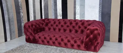Obrázok produktu pre Rote Chesterfield Designer Couch Samt Velvet Sitz Polster Dreisitzer Sofa