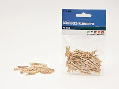 Produktbild von Kreative Mini-Deko-Klammern aus Naturholz, 25mm, 40 Stück – Perfekt für Fotos, Deko & Basteln