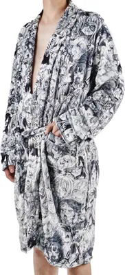 Produktbild von Ahegao Bademantel mit Manga Gesichtern | Weiß | Größe: L/XL