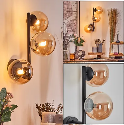 Produktbild von Isorella Wandlampe aus Metall/Glas in Schwarz/Bernsteinfarben