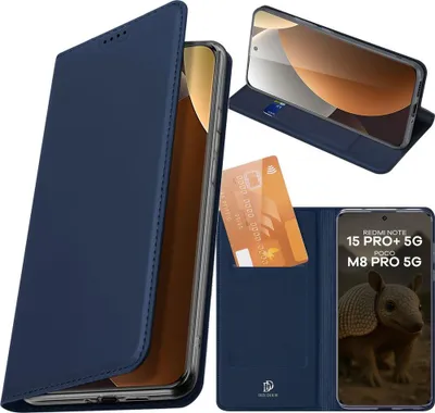 Produktbild von Handyhülle mit Klappe für Xiaomi Redmi Note 15 Pro Plus 5G / POCO M8 Pro 5G, Dux Ducis Skin Pro, Dunkelblau
