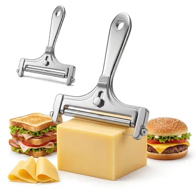 Productafbeelding van RVS-kaassnijder met rol en draad - 2 stuks - 15 cm - Zilver