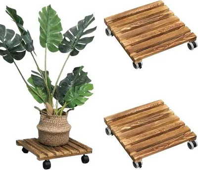 Obrázok produktu pre Hranatý vozík na kvety 25 x 25 cm, hnedý, do interiéru aj exteriéru