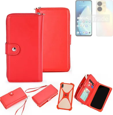 Produktbild von K-S-Trade 2in1 Schutzhülle Portemonnee Handyhülle mit Bumper kompatibel mit Realme C55 Hülle Case Etui Geldbörse Smartphone rot (1x)