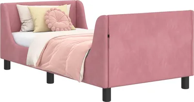 Produktbild von vidaXL Kinderbettgestell mit Kopfteil Rosa 80 x 160 cm Samt